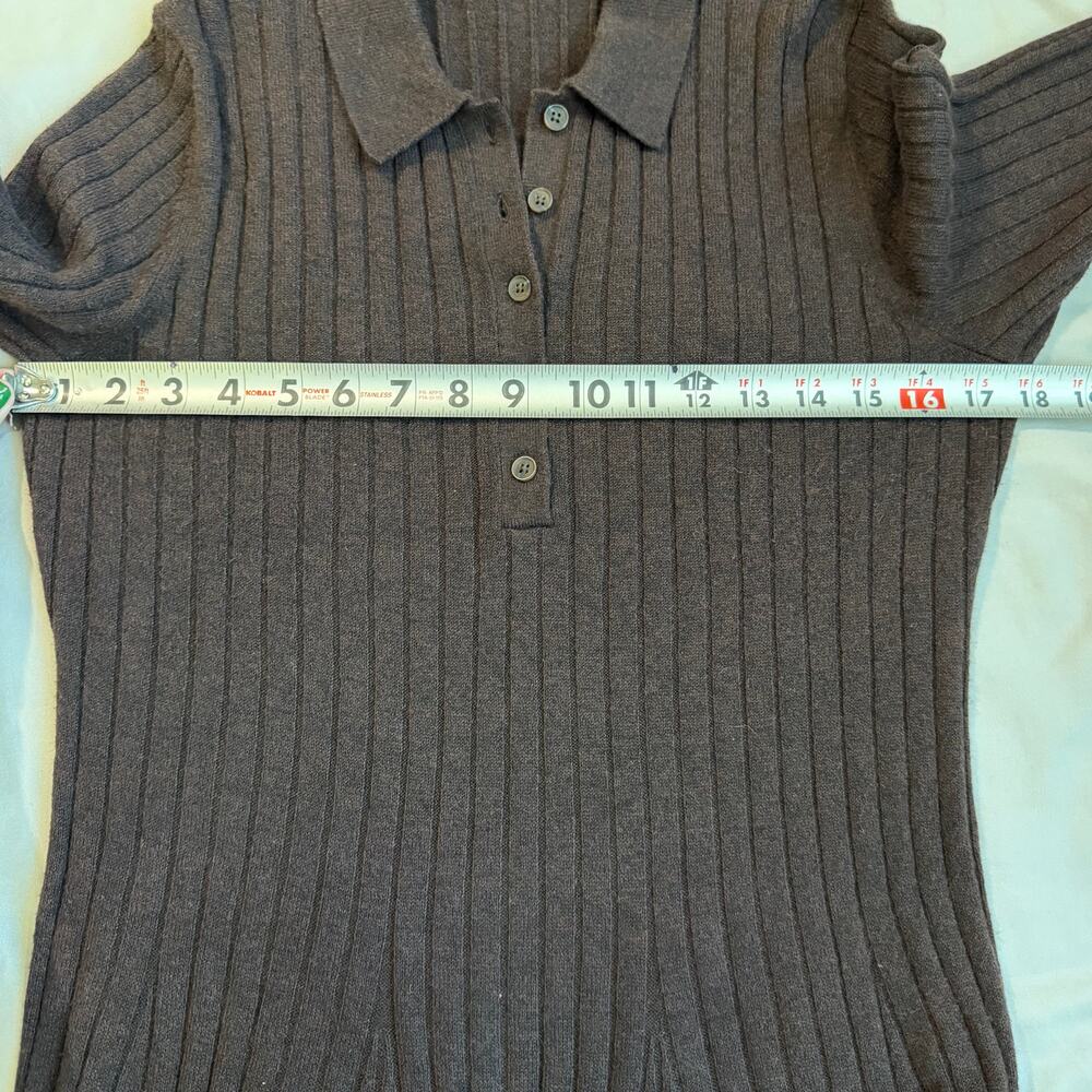 GAP Chocolate, Ribbed, Collared, Henley, Long Sleeve Sweater Dress- M - Picture 7 of 8